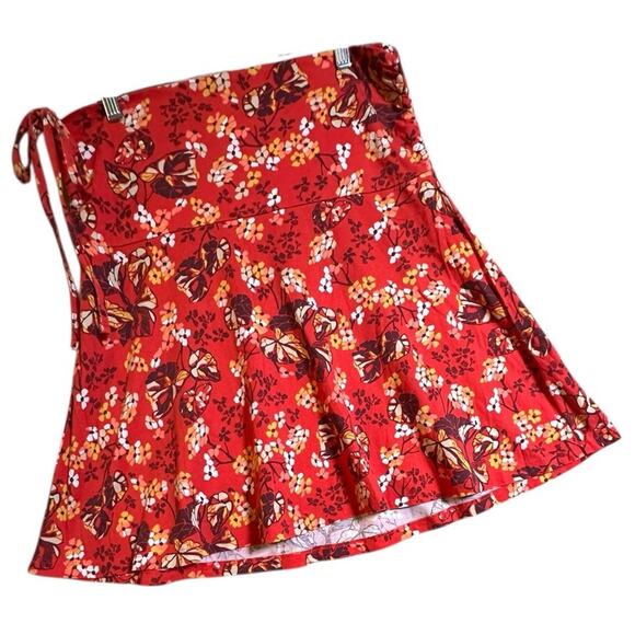 Patagonia Red Floral Circle Skirt Pull On Sz L Outdoor Hiking Camping Gorpcore - Picture 11 of 16